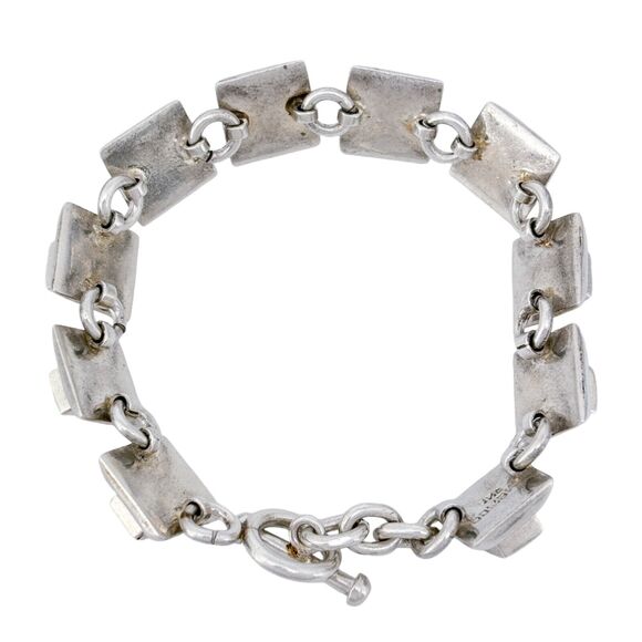 Vintage Mexico Sterling Silver 925 Red Enamel Bracelet 7.5" - Picture 4 of 7